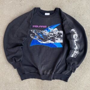 80s Vintage Polaris Snowmobile Faded Crewneck